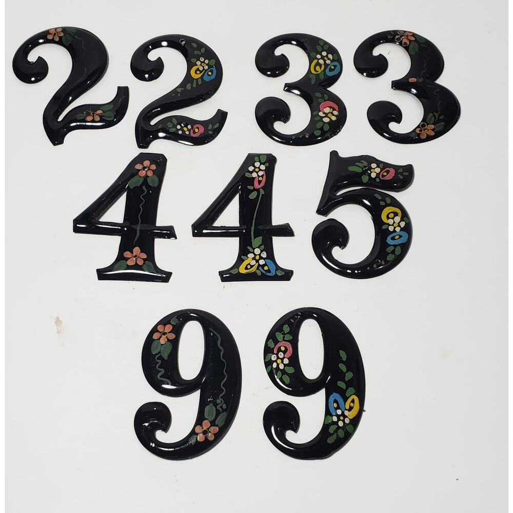 Vintage Hand Painted Metal Whist Card Table Numbers House Numbers